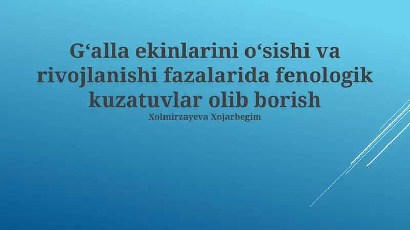 Fenologik kuzatishlar va tahkikotlar 1