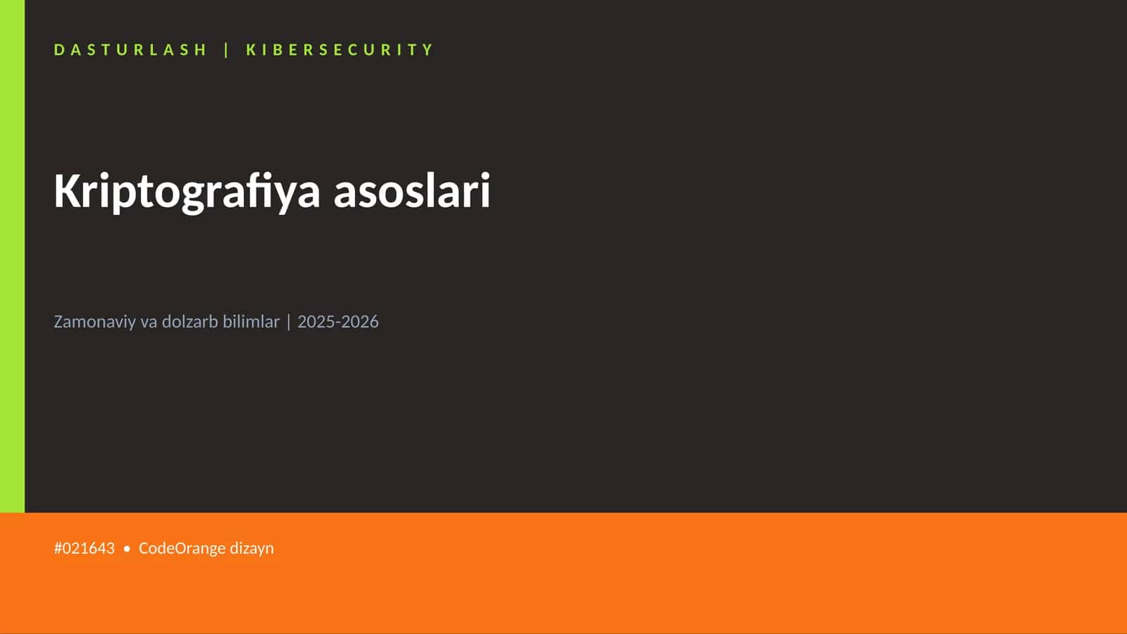 Kriptografiya asoslari 1