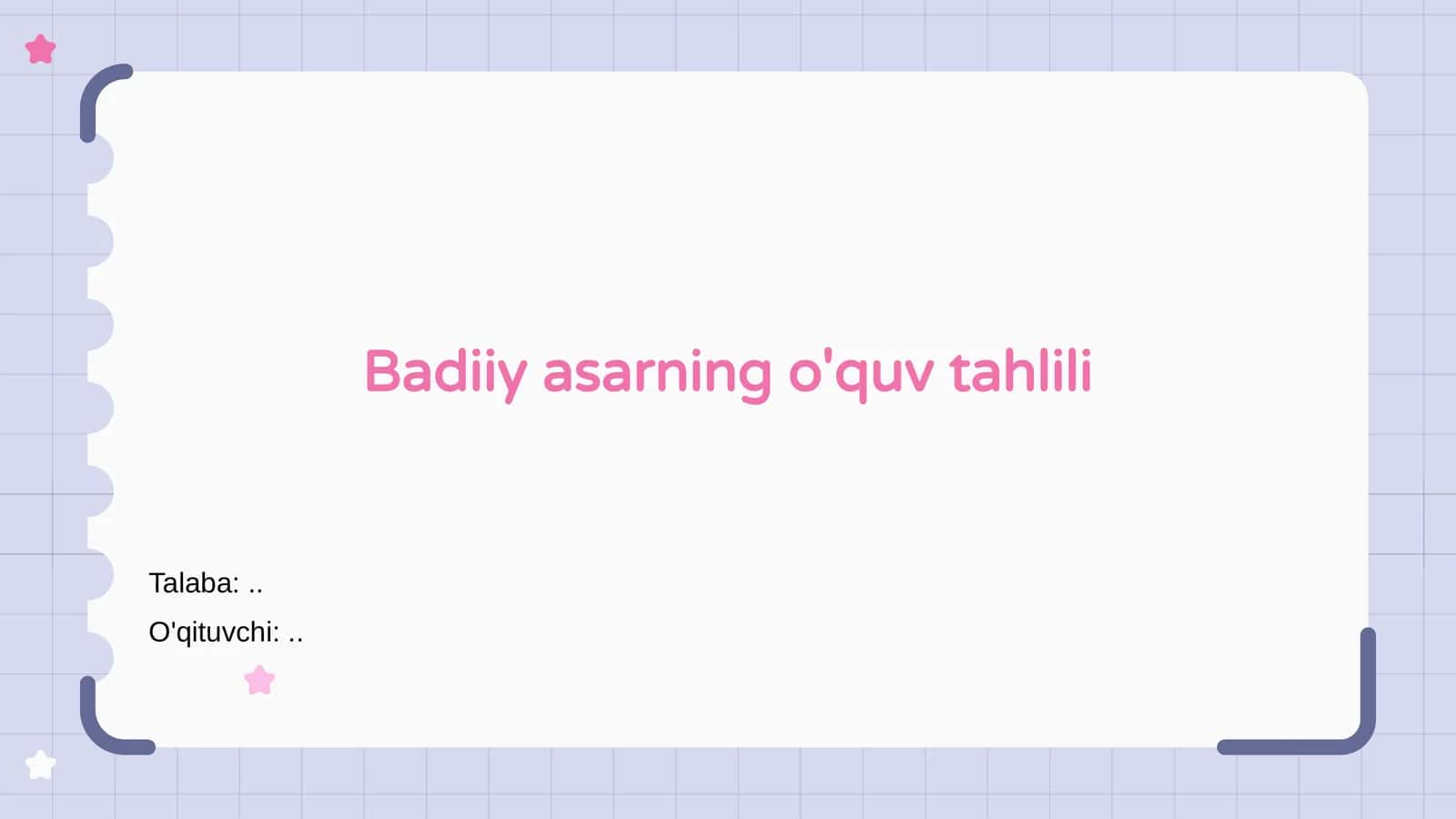 Badiiy asarning o'quv tahlili 1