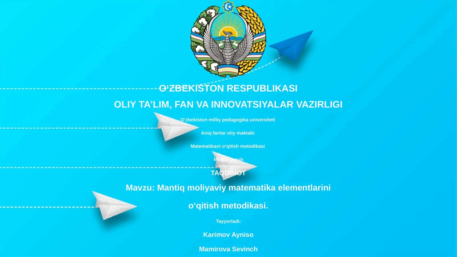 Mantiq moliyaviy matematika elementlarini oʻqitish metodikasi 1