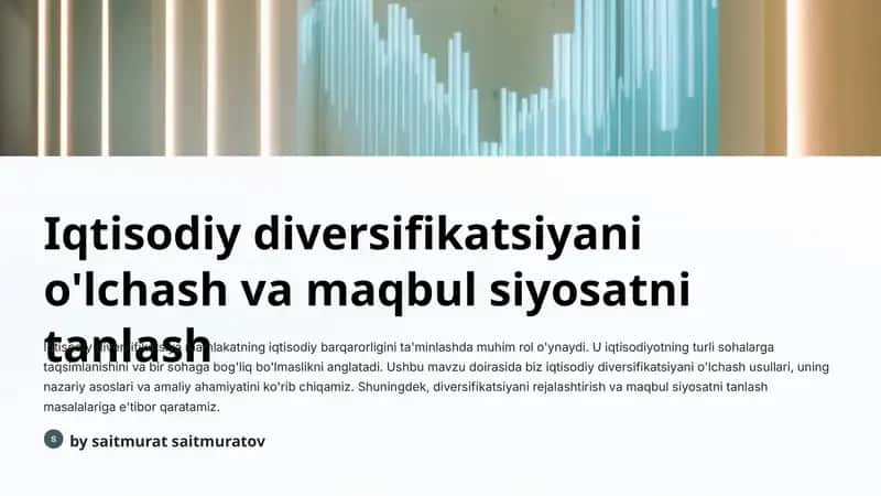 Iqtisodiy diversifikatsiyani o'lchash va maqbul siyosatni tanlash 1