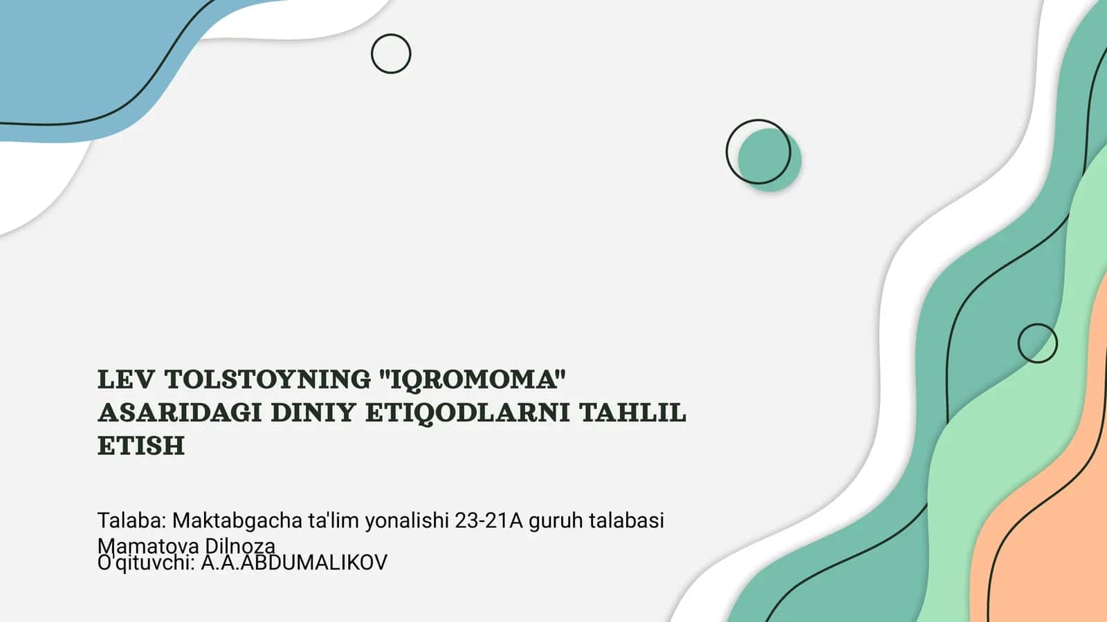 "IQROMOMA" asaridagi Diniy Etiqodlarni Tahlil Etish 1
