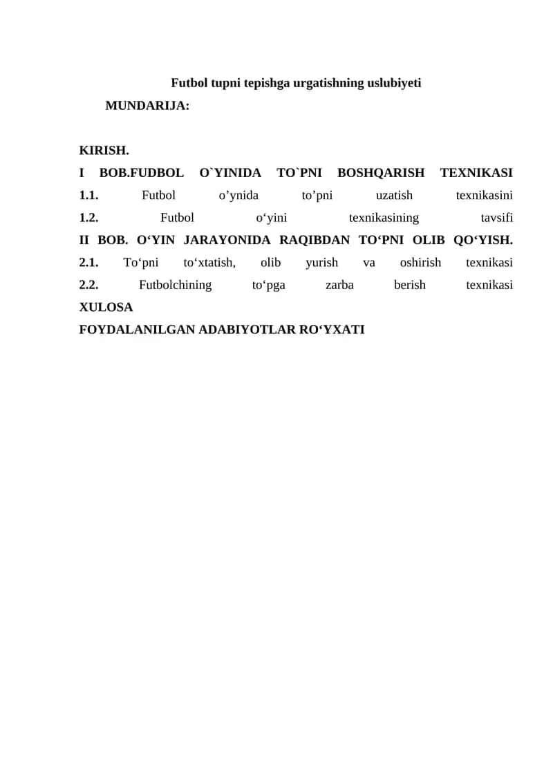Futbol tupni tepishga urgatishning uslubiyeti 1