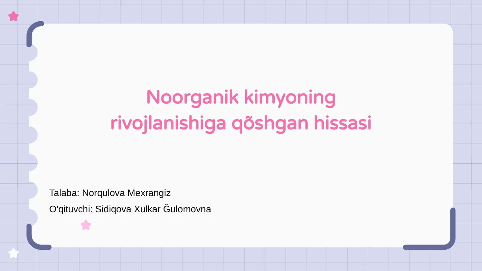 Noorganik kimyoning rivojlanishiga qõshgan hissasi 1