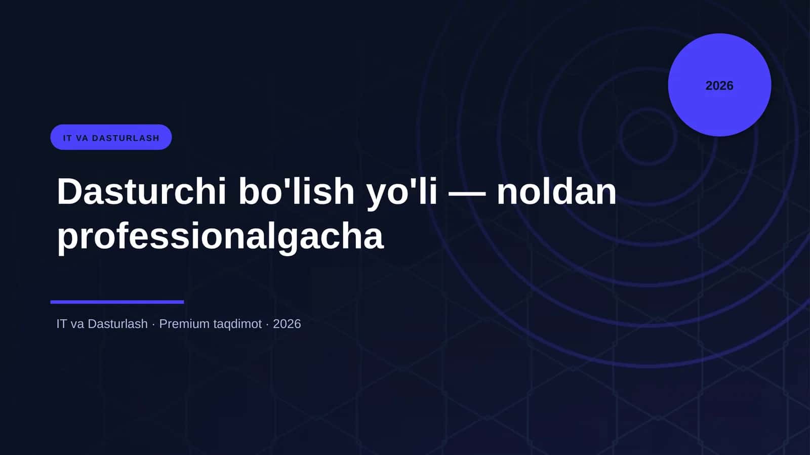 Dasturchi bo'lish yo'li — noldan professionalgacha 1