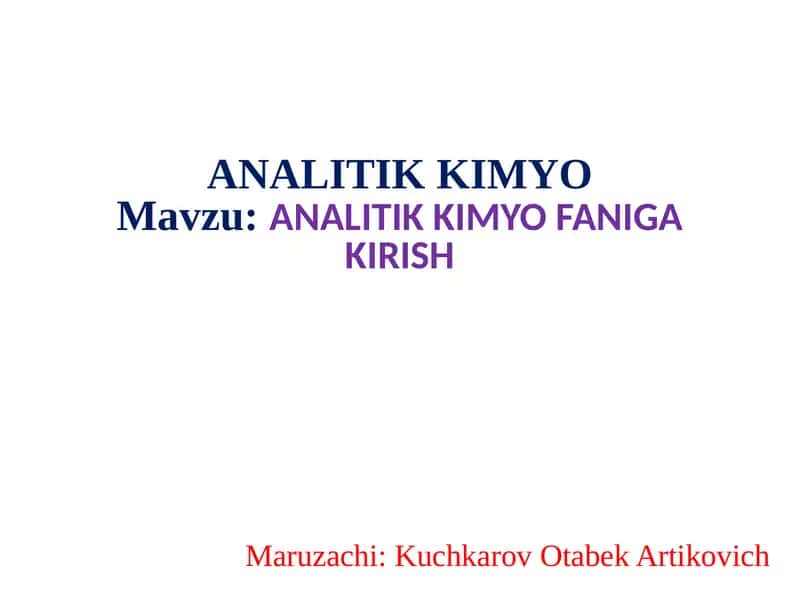 ANALITIK KIMYO 1