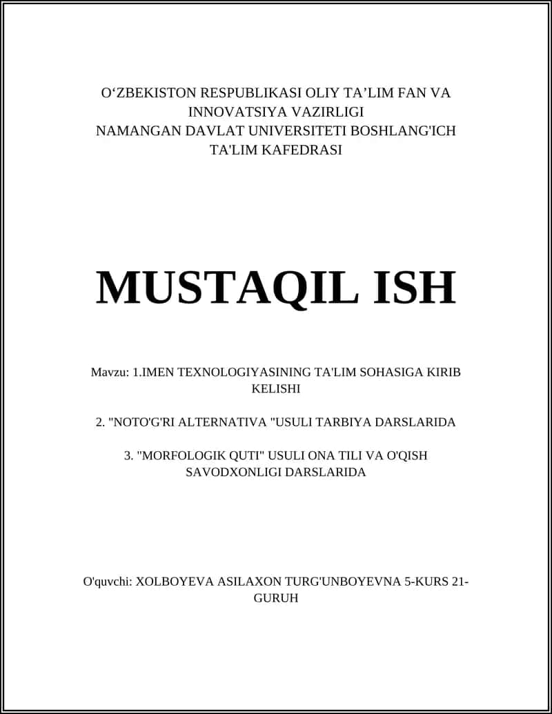 IMEN TEXNOLOGIYASINING TA'LIM SOHASIGA KIRIB KELISHI 1