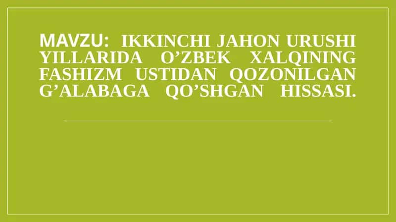 Ikkinchi jahon urushi 1