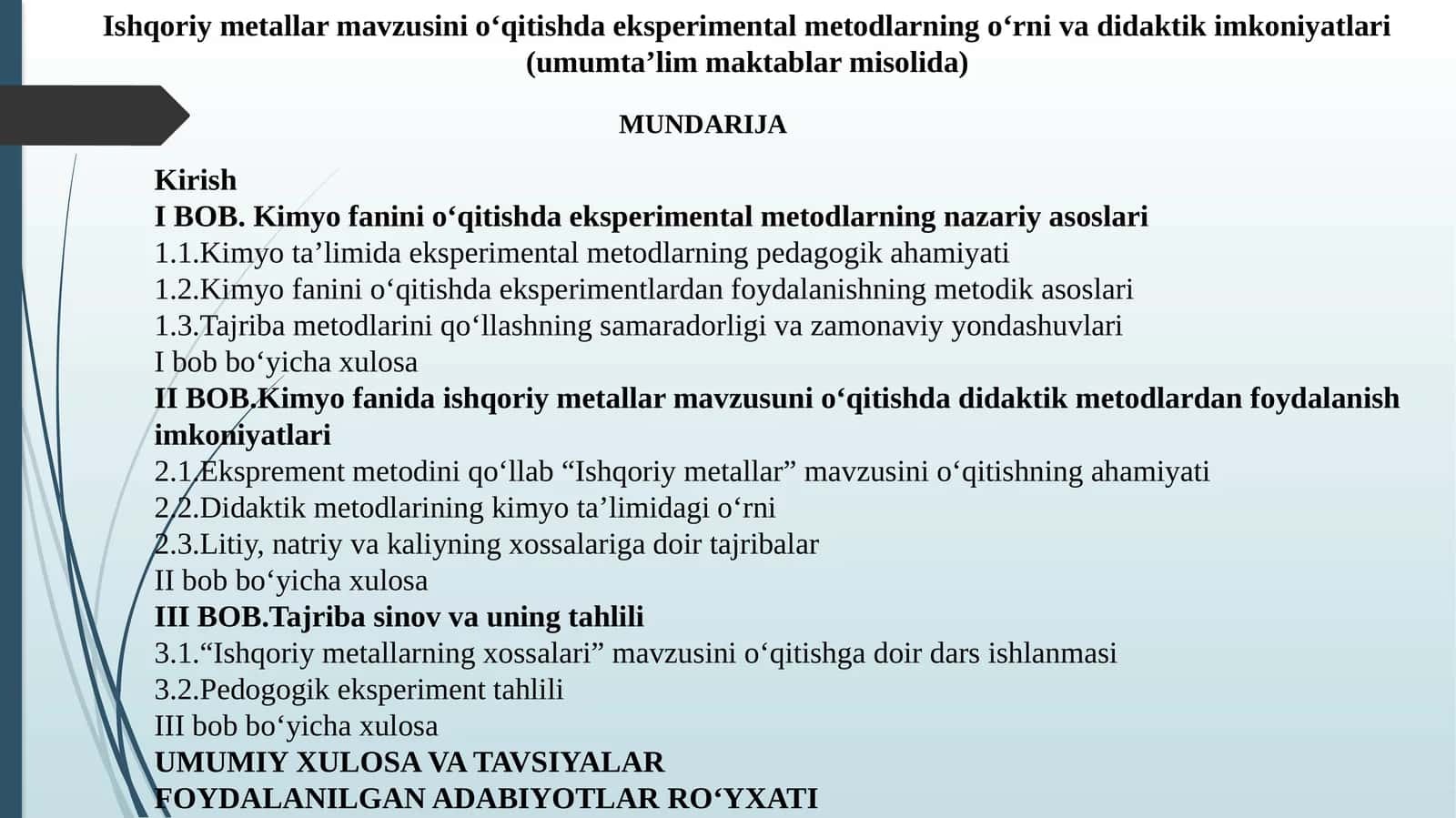 Kimyofanida eksperimental metodlarning nazariyasoslari 1