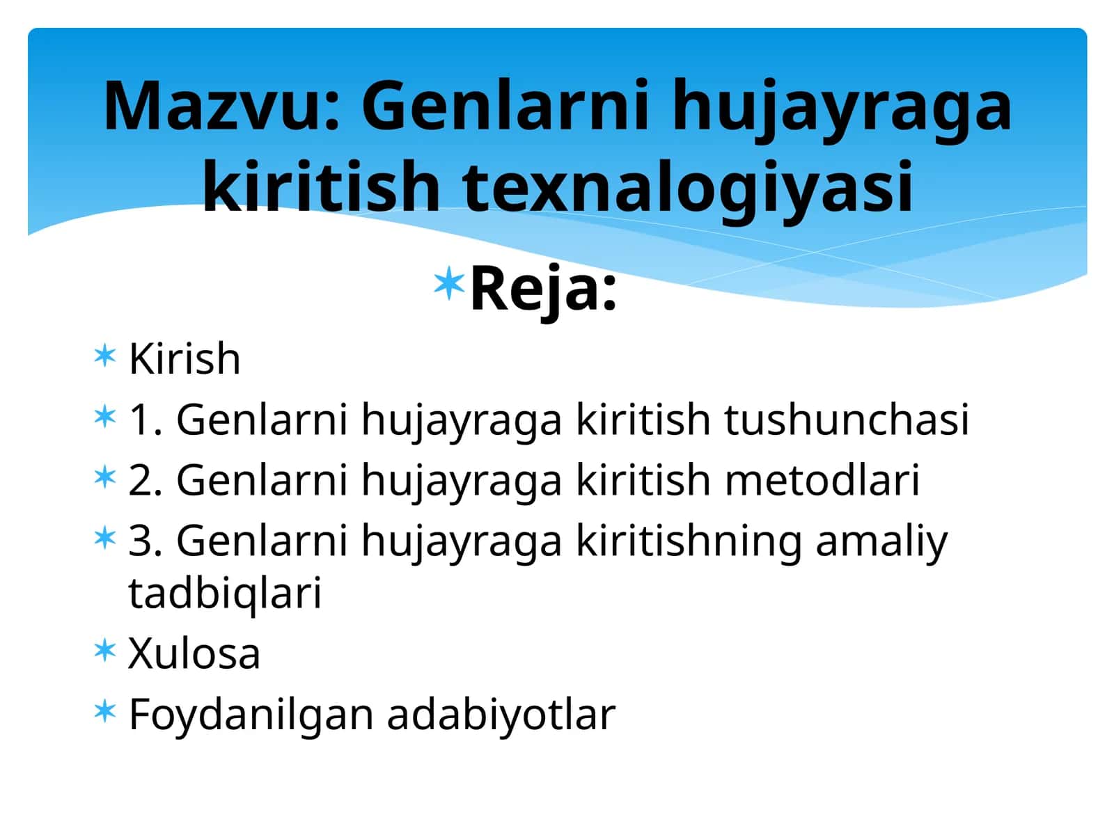 Genlarni hujayraga kiritish texnalogiyasi 1