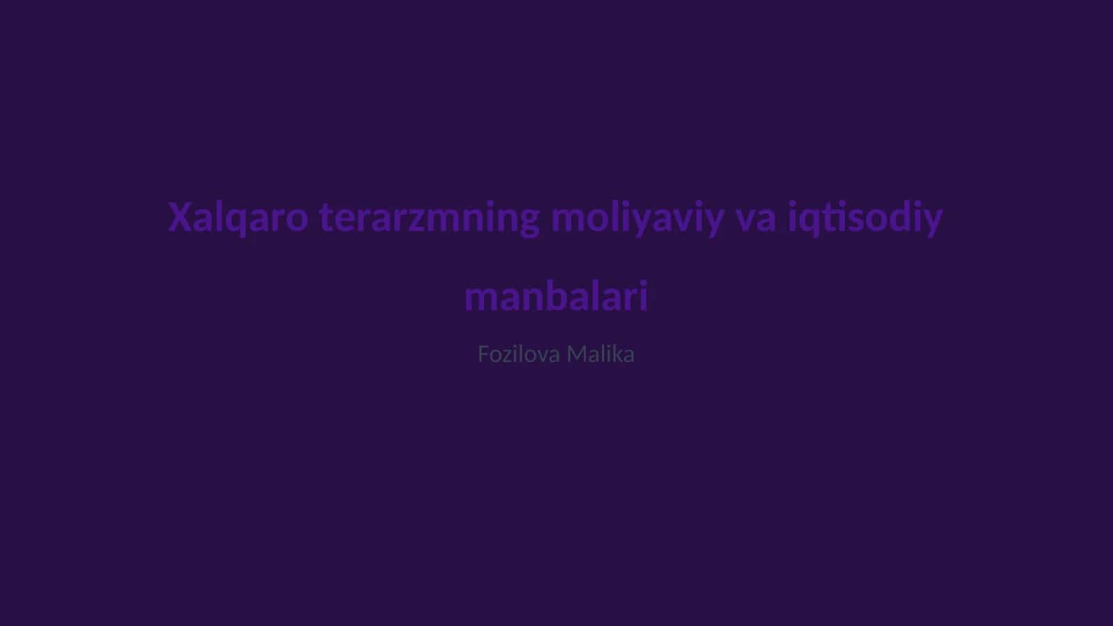 Xalqaro terarzmning moliyaviy va iqtisodiy manbalari 1