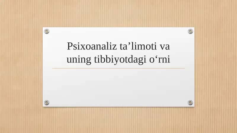 Psixoanaliz ta’limoti va uning tibbiyotdagi o‘rni 1