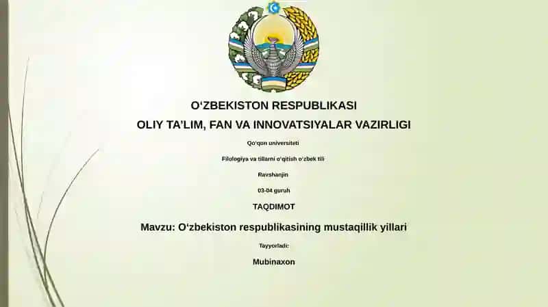 Oʻzbekiston respublikasining mustaqillik yillari