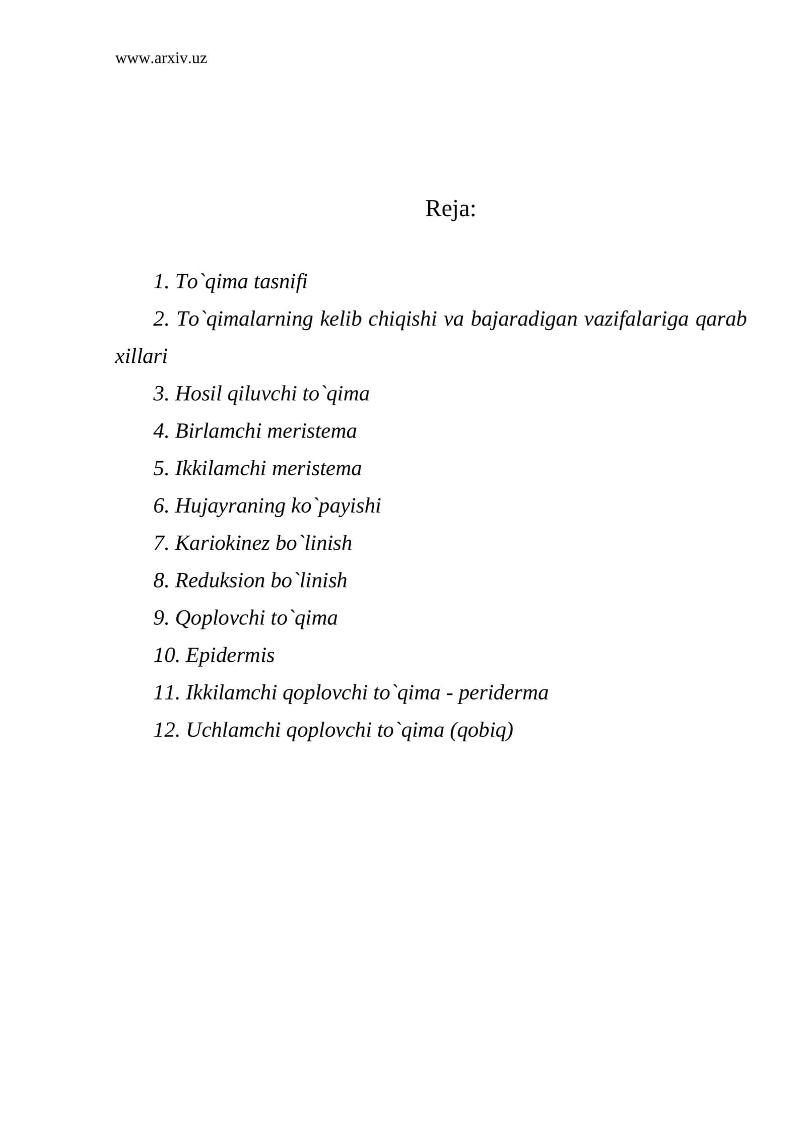 To`qima tasnifi 1