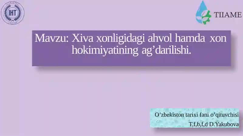 Xivaxonligidagi ahvol haqida