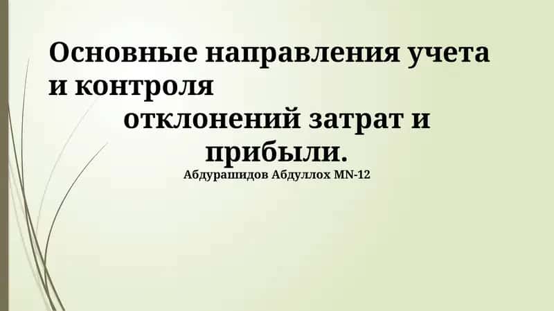 Основные направления учета и контроля отклонений затрат и прибыли 1