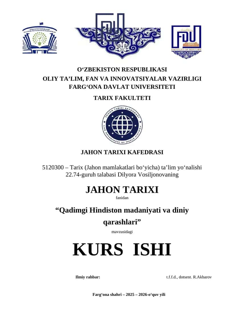 Qadimgi Hindiston madaniyati va diniy qarashlari 1