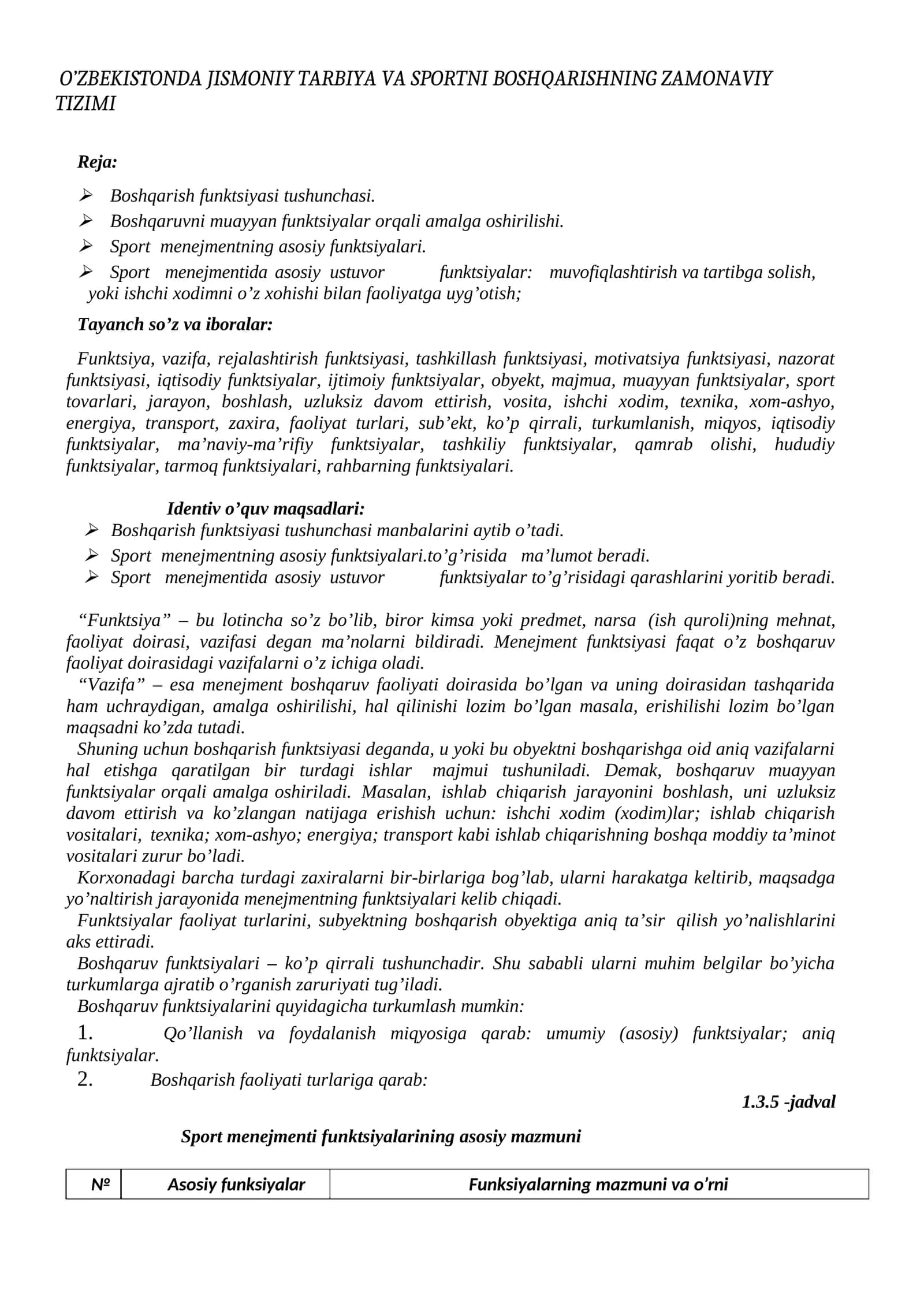 O'zbekistonda Jismoniy Tarbiya va Sportni Boshqarishning Zamonaviy Tizimi 1
