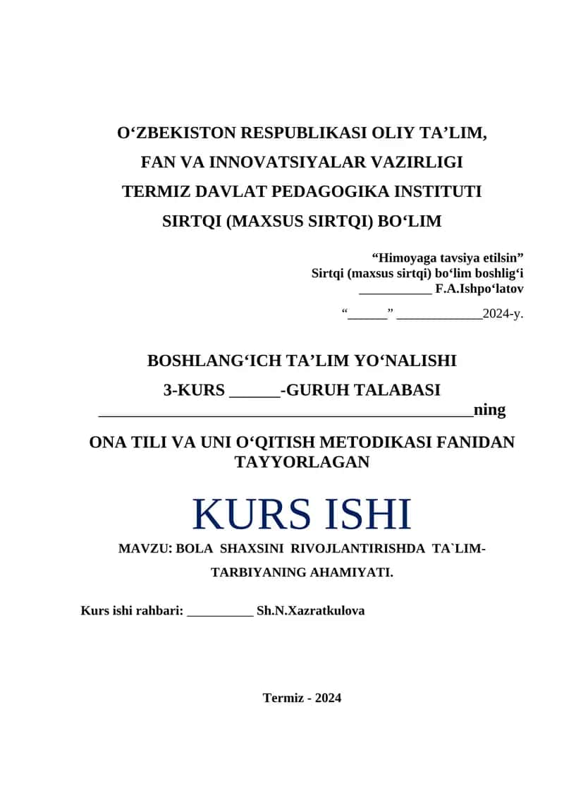 BOLA SHAXSINI RIVOJLANTIRISHDA TA`LIM-TARBIYANING AHAMIYATI 1