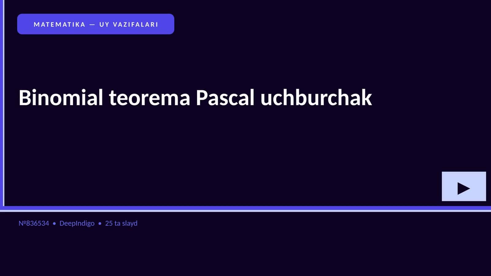 Binomial teorema Pascal uchburchak 1