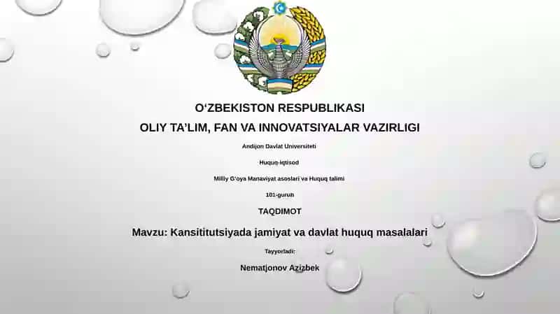 Milliy Gʻoya Manaviyat asoslari va Huquq talimi