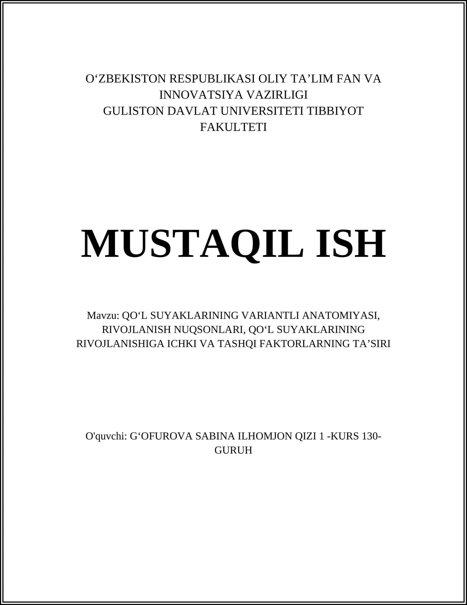 QO‘L SUYAKLARINING VARIANTLI ANATOMIYASI 1