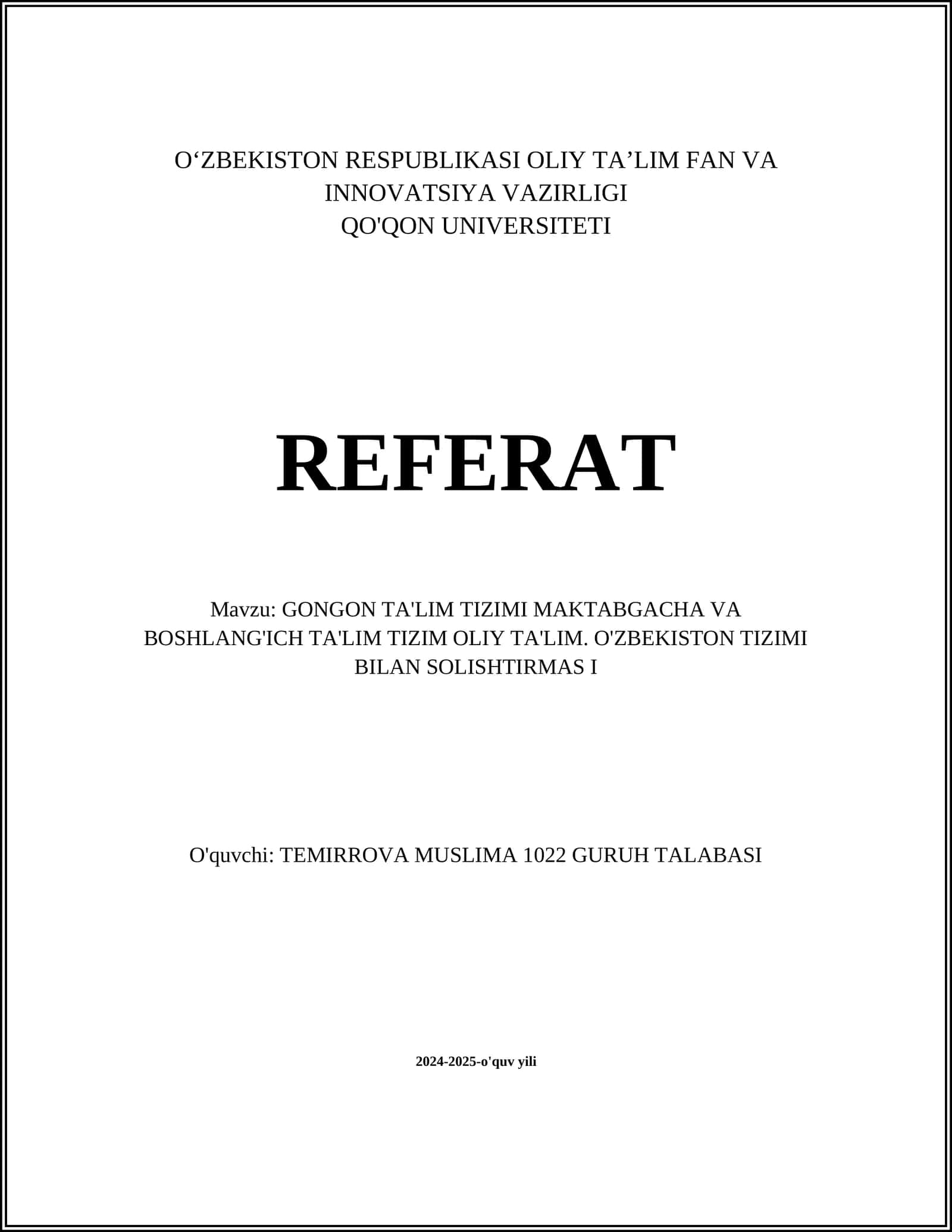 Gonkong maktabgacha ta'lim tizimi 1