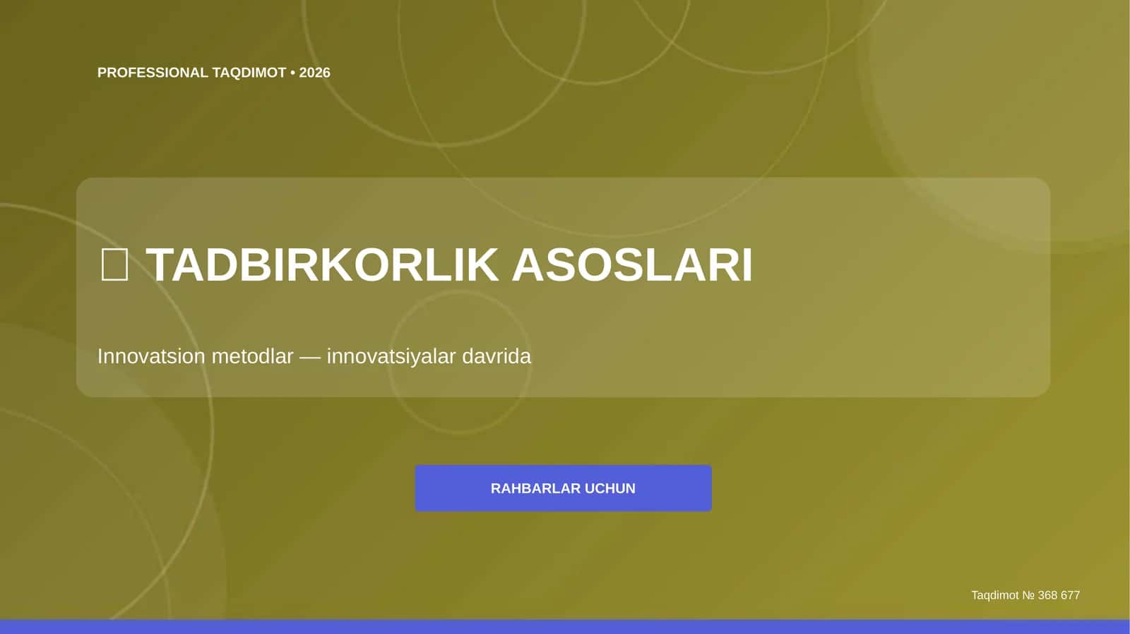 Tadbirkorlik asoslari: innovatsion metodlar (innovatsiyalar davrida) [rahbarlar uchun] 1