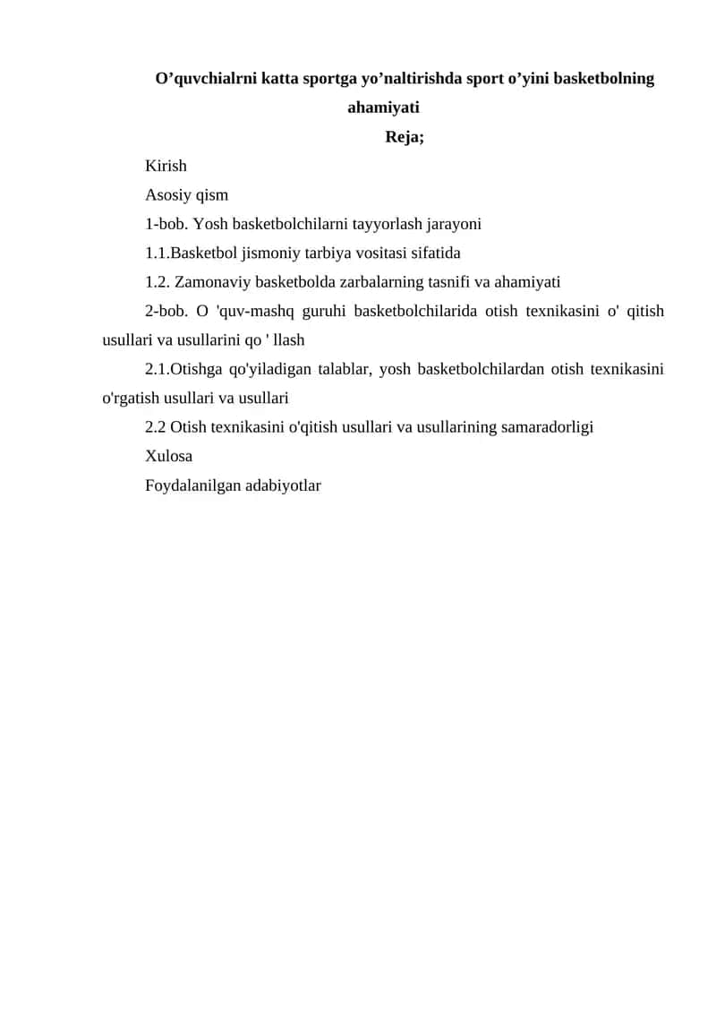 Yosh basketbolchilarni tayyorlash jarayoni 1