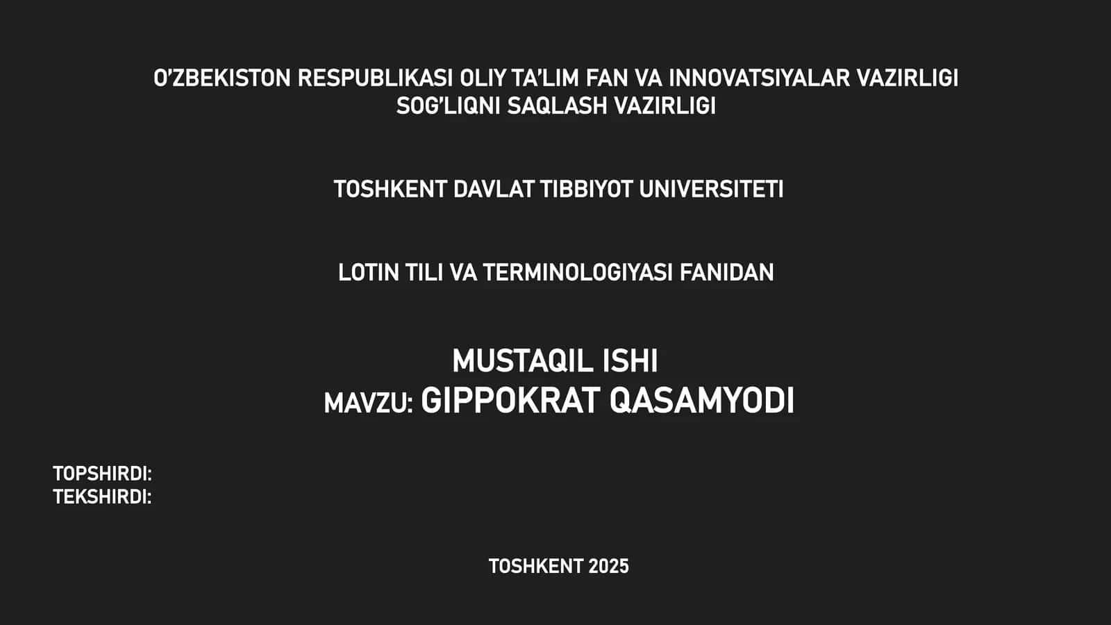 Gippokrat qasamyodi 1
