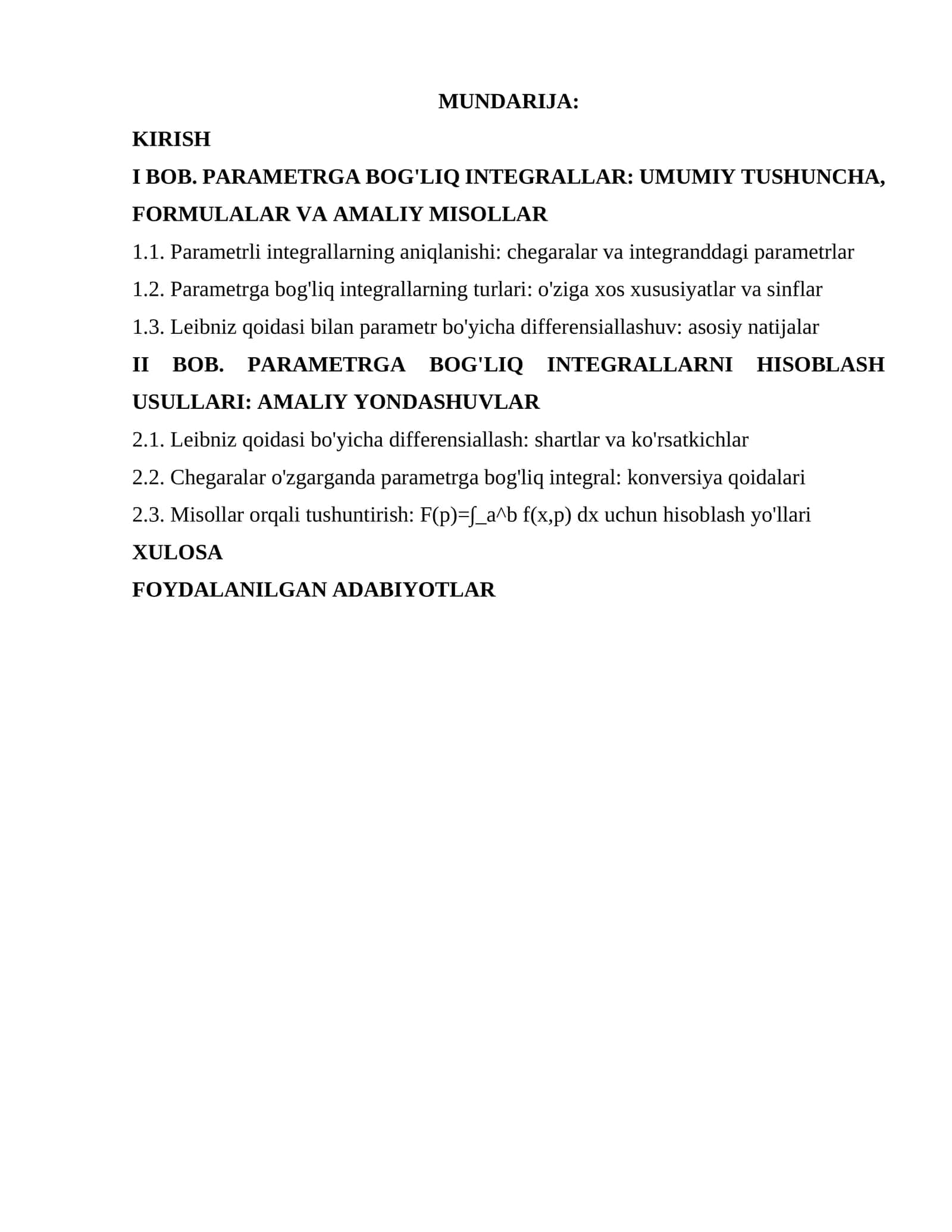 Parametrga bog'liq integrallar 1