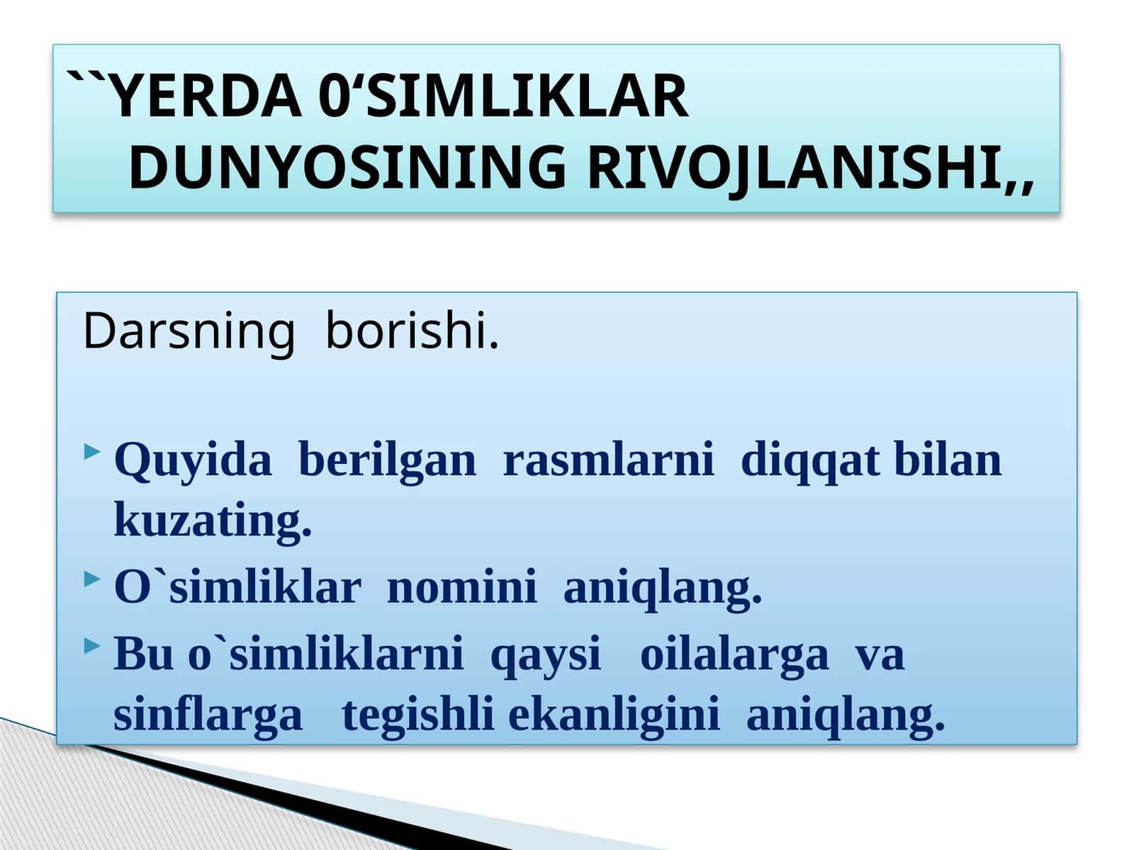 YERDA 0‘SIMLIKLARDUNYOSINING RIVOJLANISHI 1
