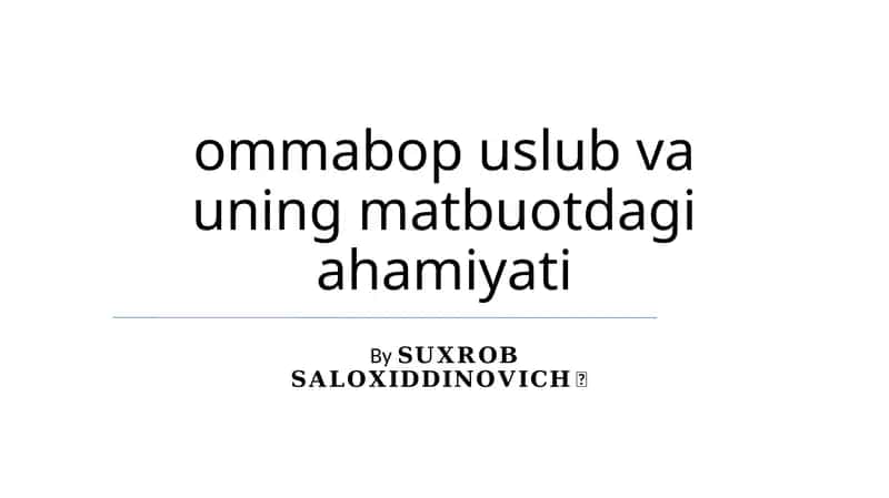 Ommabop Uslub 1