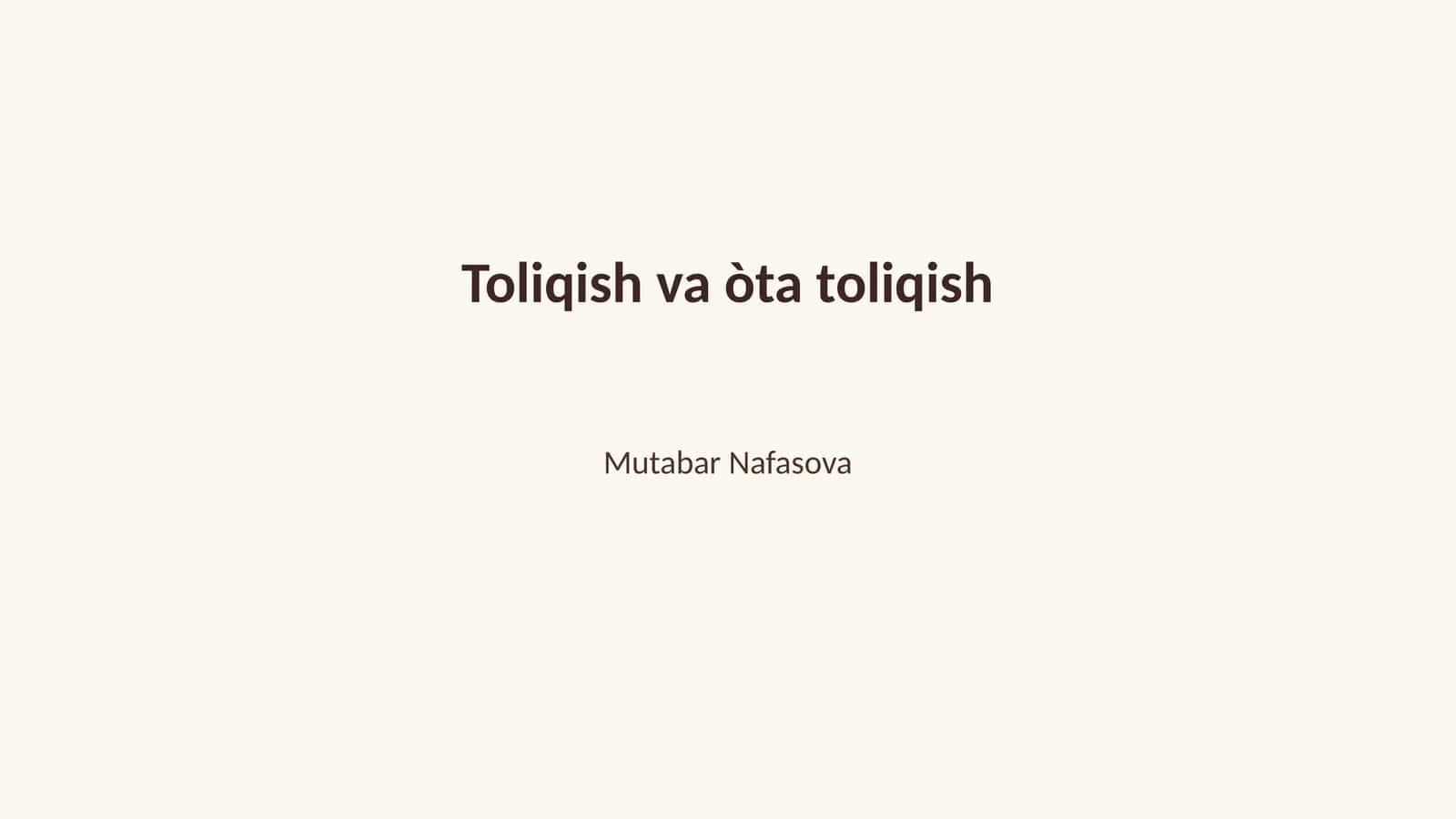 Toliqish va òta toliqish 1