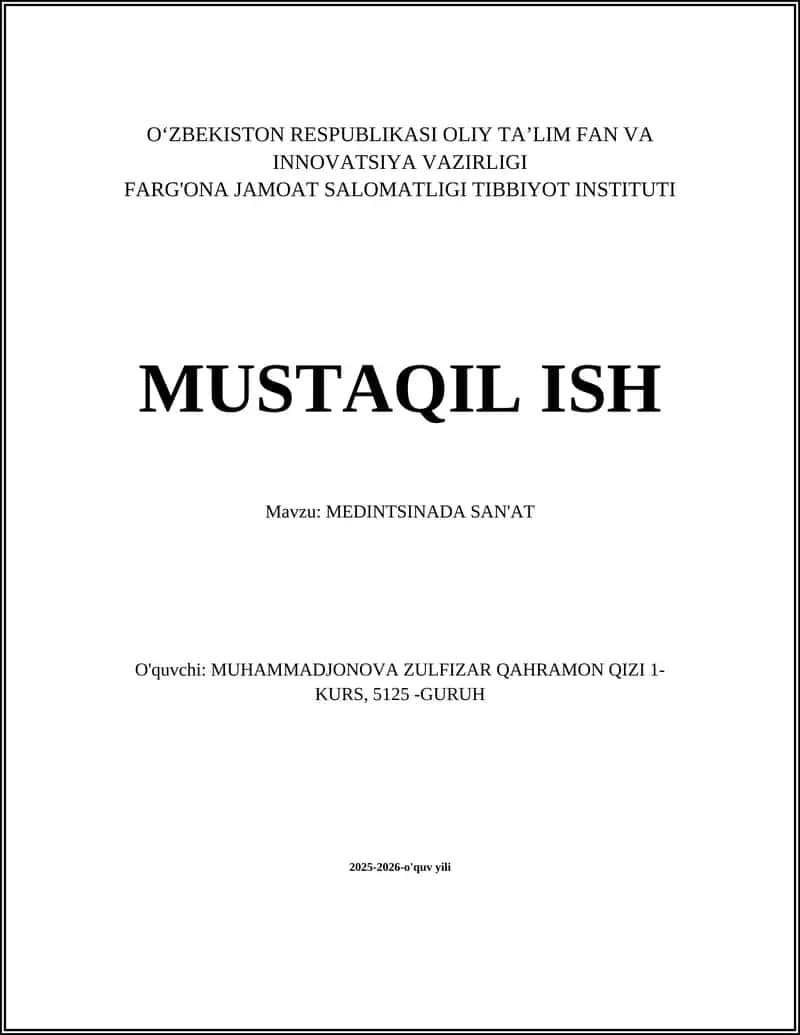 Medintsinada tasviriy san'atning tarixi 1