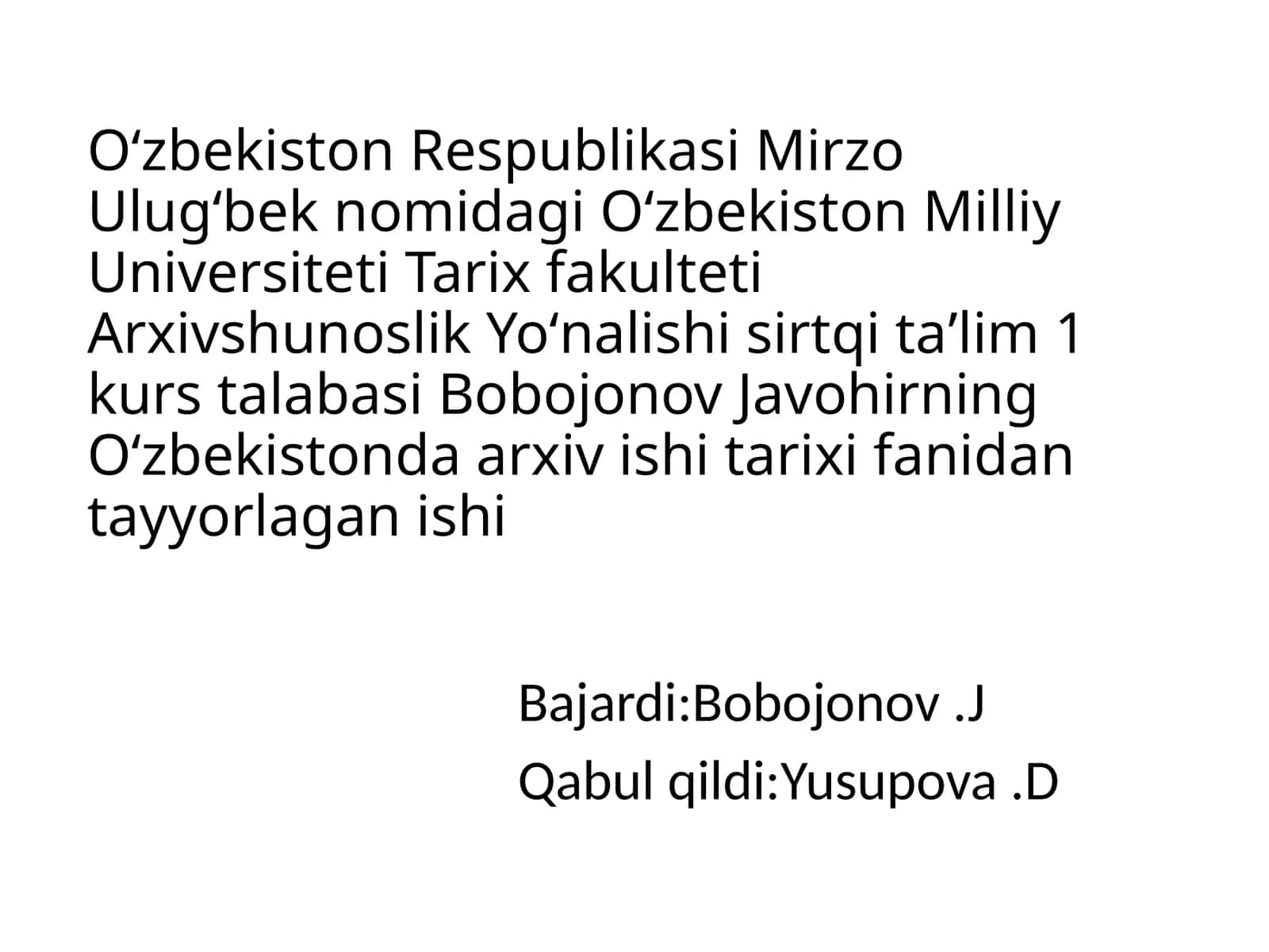 OʻzSSR kasabauyushlari Markaziy davlat arxivi 1