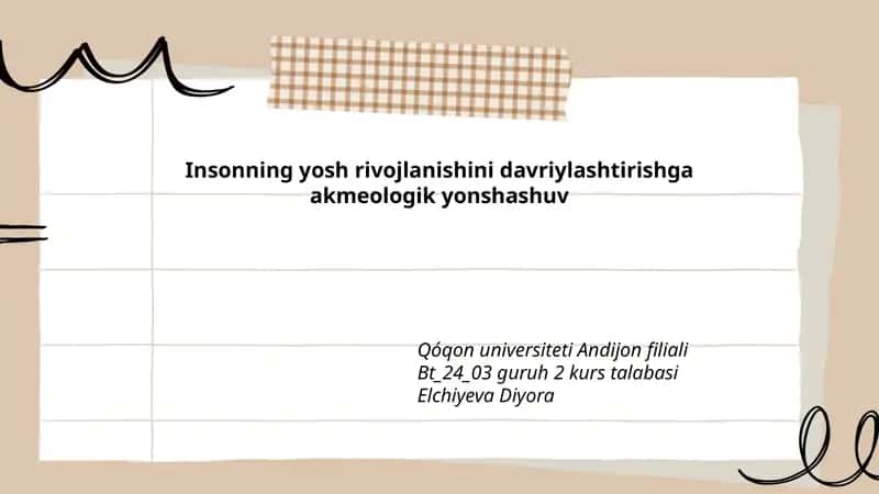 Insonning yosh rivojlanishini davriylashtirishga akmeologik yonshashuv 1