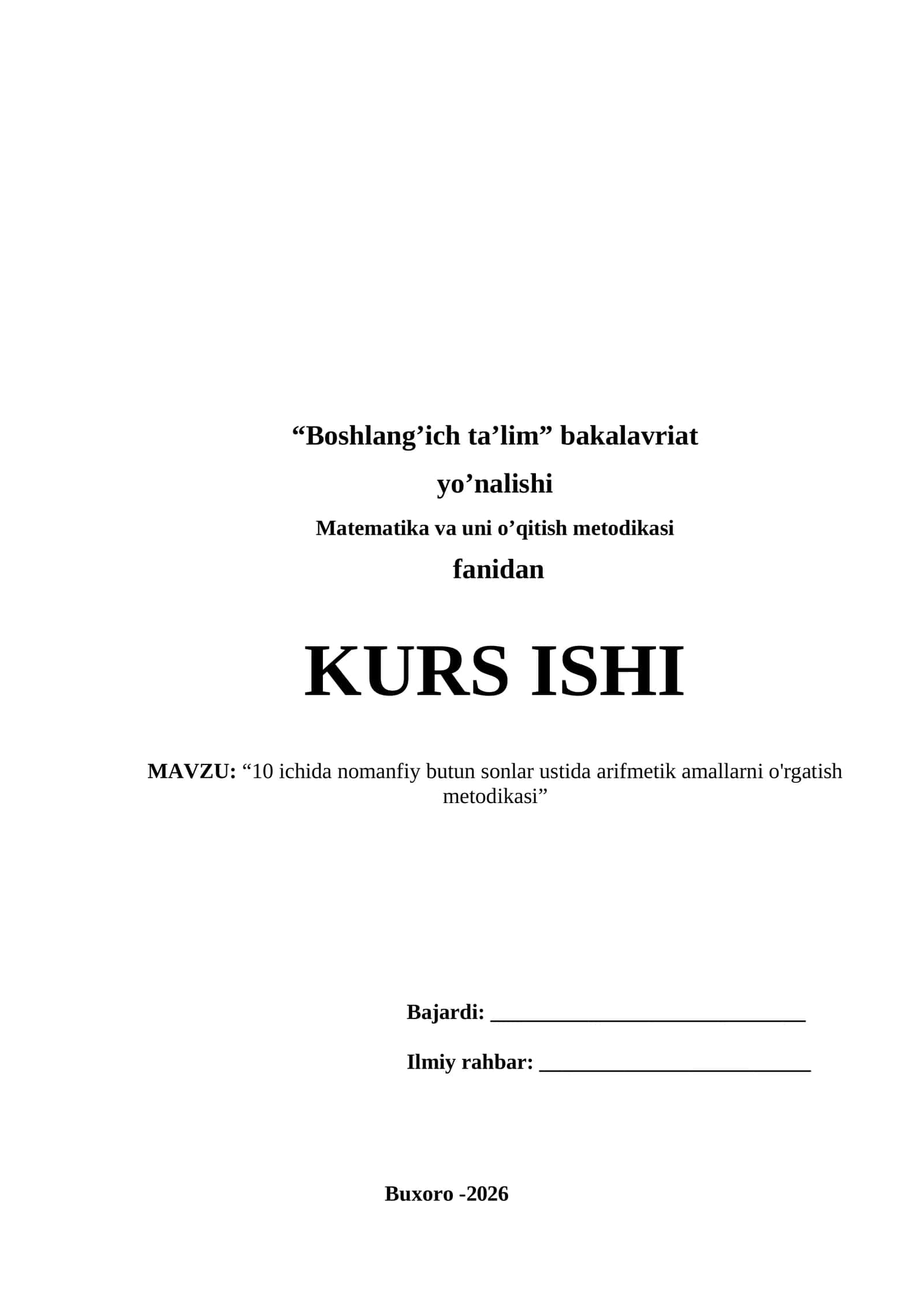 “10 ichida nomanfiy butun sonlar ustida arifmetik amallarni o'rgatish metodikasi” 1