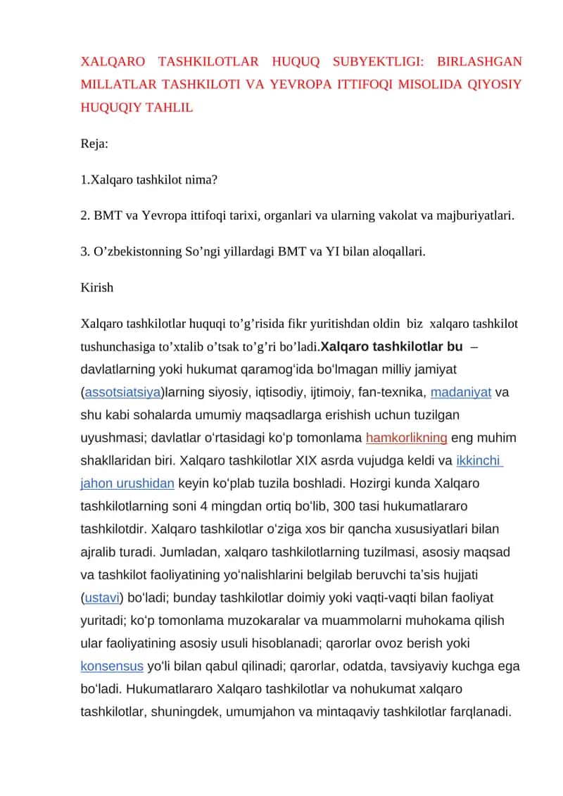 Xalqaro Tashkilotlar Huquq Subyektligi 1