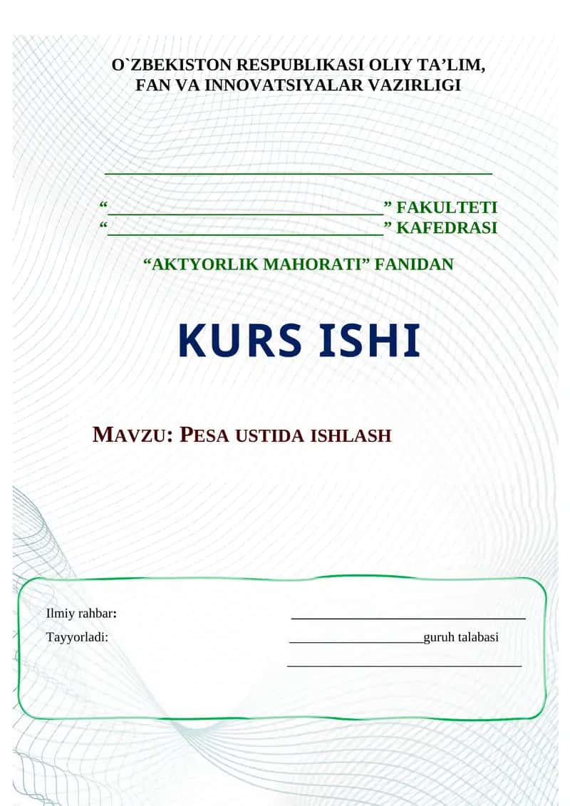 PESA USTIDA ISHLASH 1