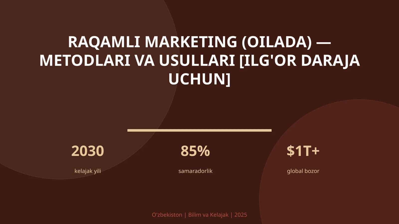 Raqamli marketing (oilada) — metodlari va usullari [ilg'or daraja uchun] 1