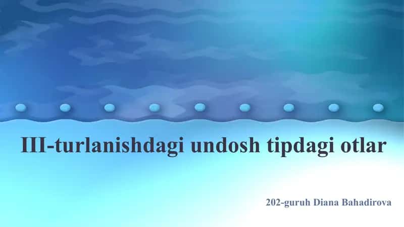 III-turlanishdagi undosh tipdagi otlar 1