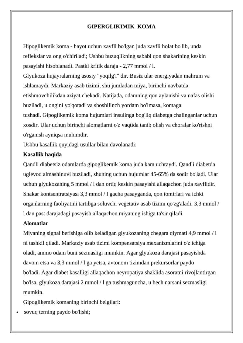 GIPERGLIKIMIK KOMA 1