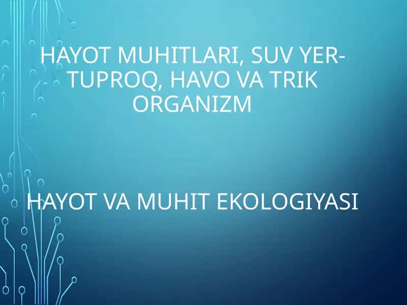 Organizmlar muhiti va ekologiyasi 1