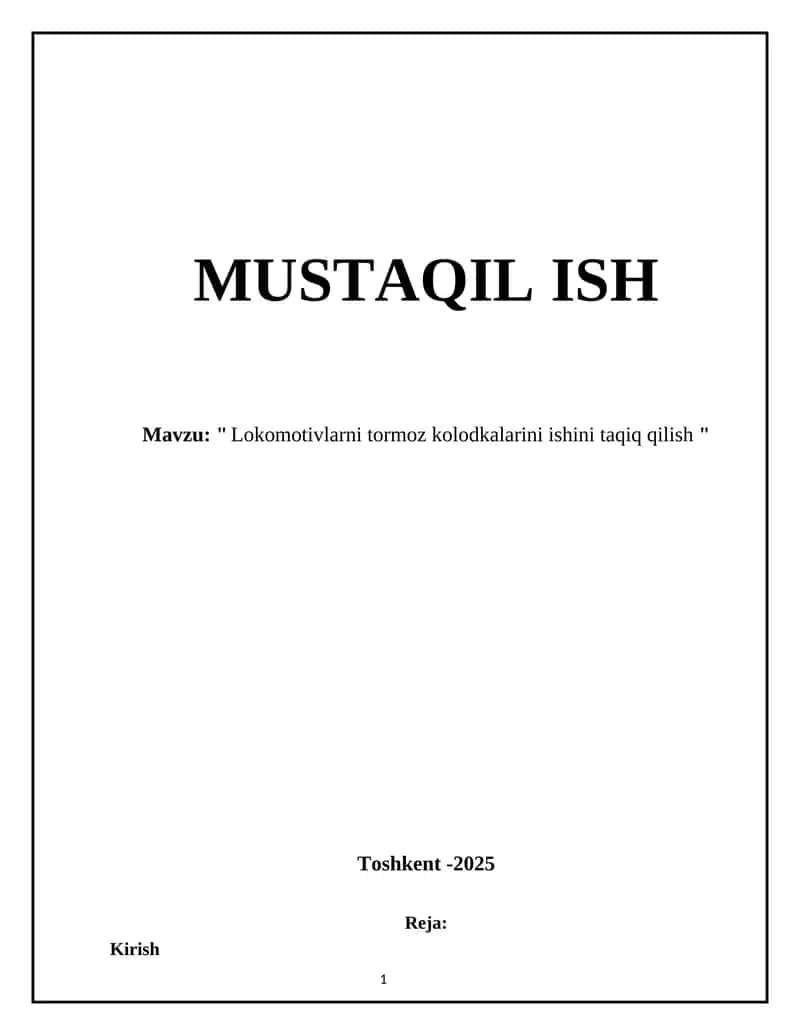 Lokomotivlarni tormoz kolodkalarini ishini taqiq qilish 1