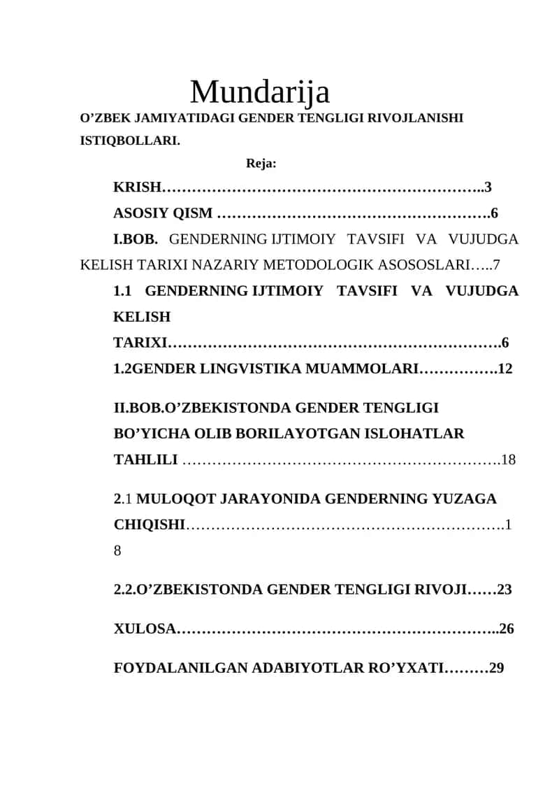 O’ZBEK JAMIYATIDAGI GENDER TENGLIGI RIVOJLANISHI ISTIQBOLLARI 1