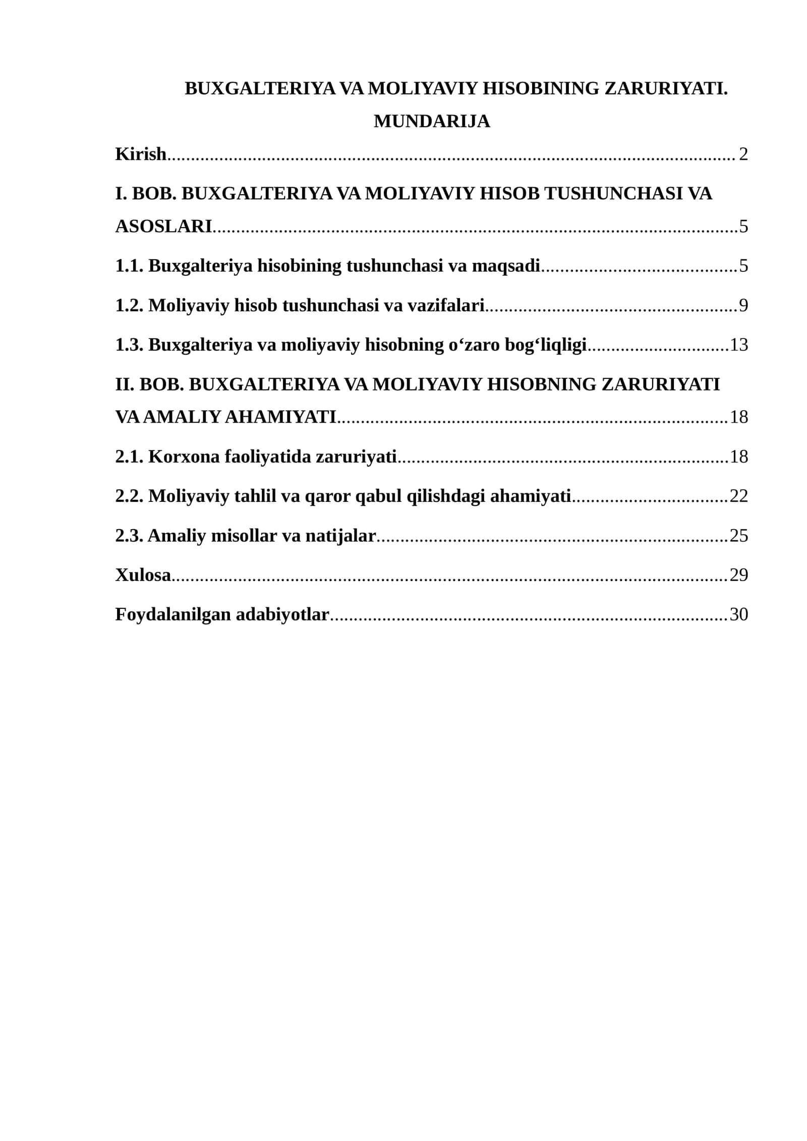 BUXGALTERIYA VA MOLIYAVIY HISOBINING ZARURIYATI 1