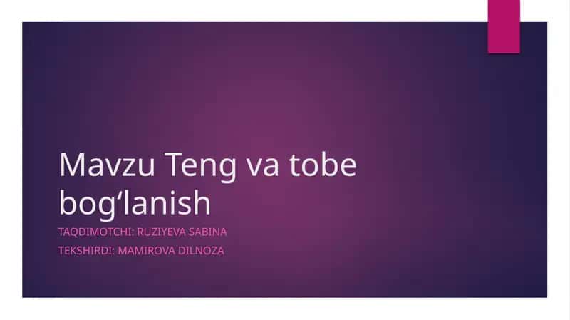 Teng vatobebogʻlanish 1