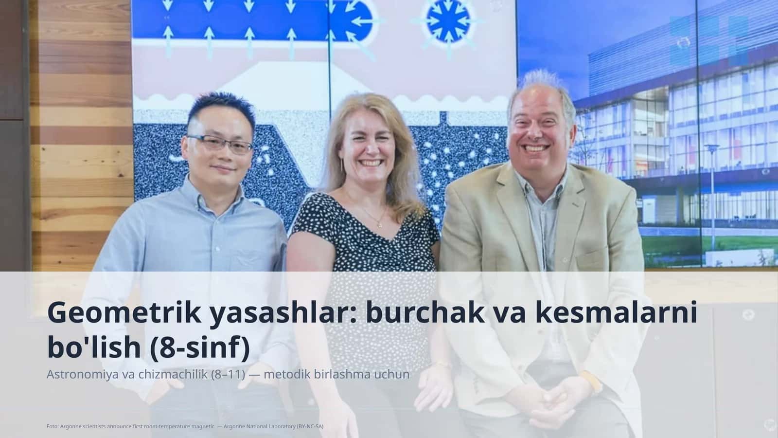 Geometrik yasashlar: burchak va kesmalarni bo'lish (8-sinf) 1
