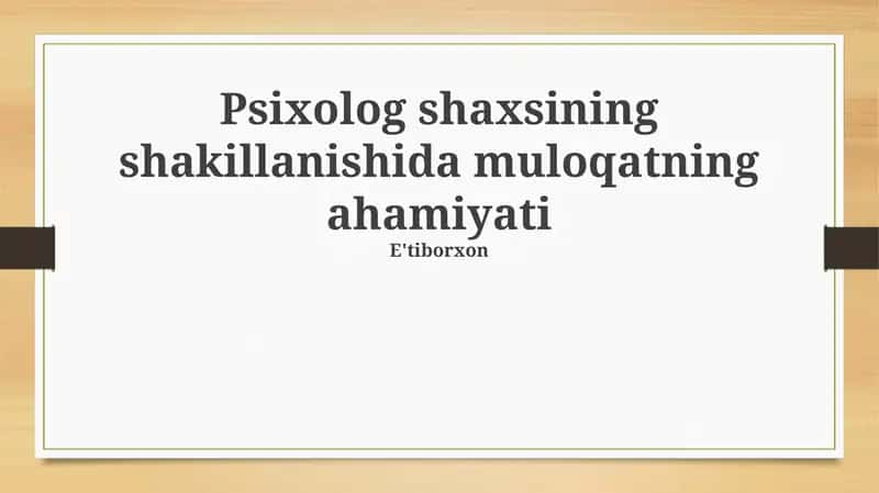 Muloqotning ahamiyati 1